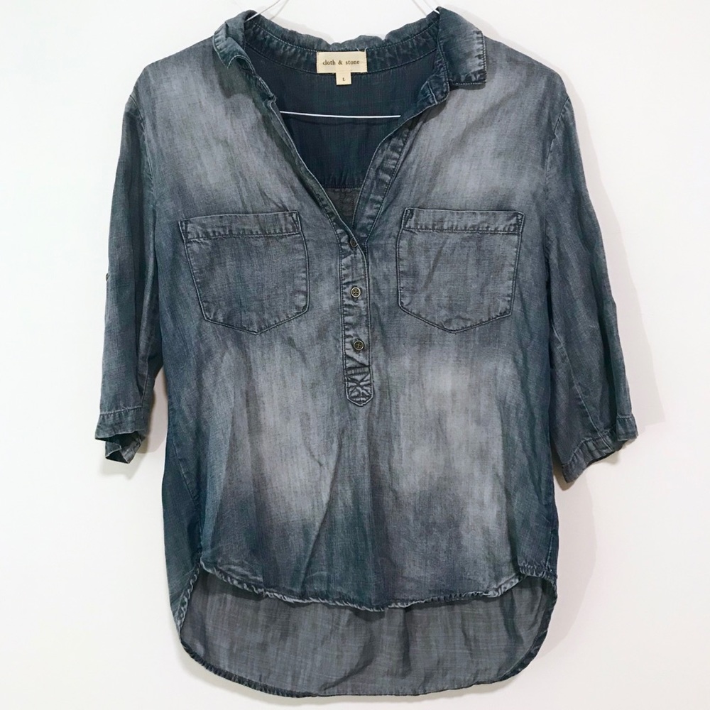 Cloth & Stone | Button Pullover Chambray Shirt L